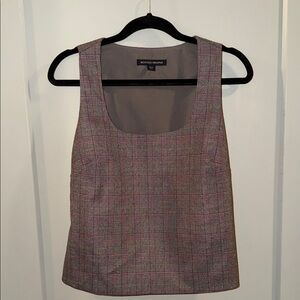 Boston Proper Plaid Crop Top in Pink and Gray